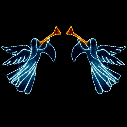 Christmas LED Motif Twin (2pcs) Angels Trumpet Animated 120x110cm Outdoor Display