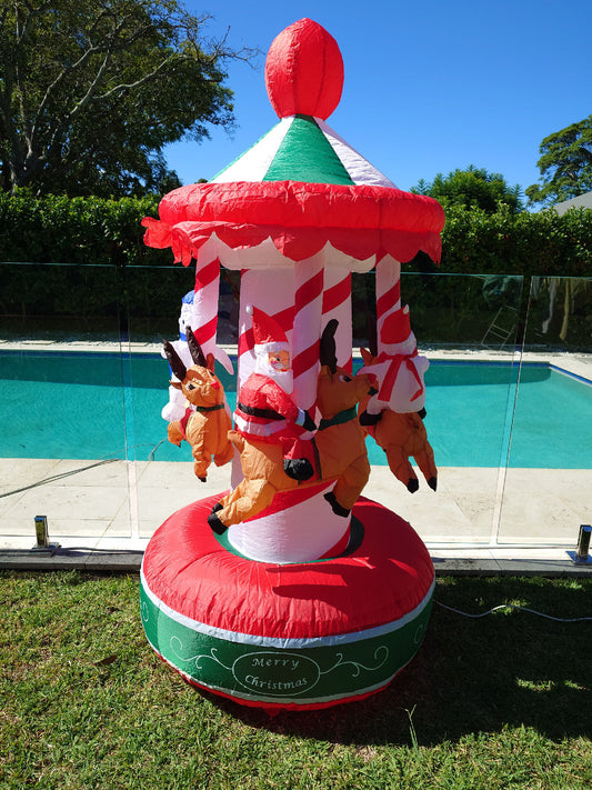 Christmas Decoration Inflatable 200cm Spinning Carousel LED Lit