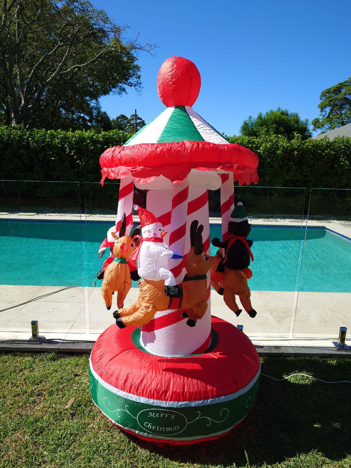 Christmas Decoration Inflatable 200cm Spinning Carousel LED Lit