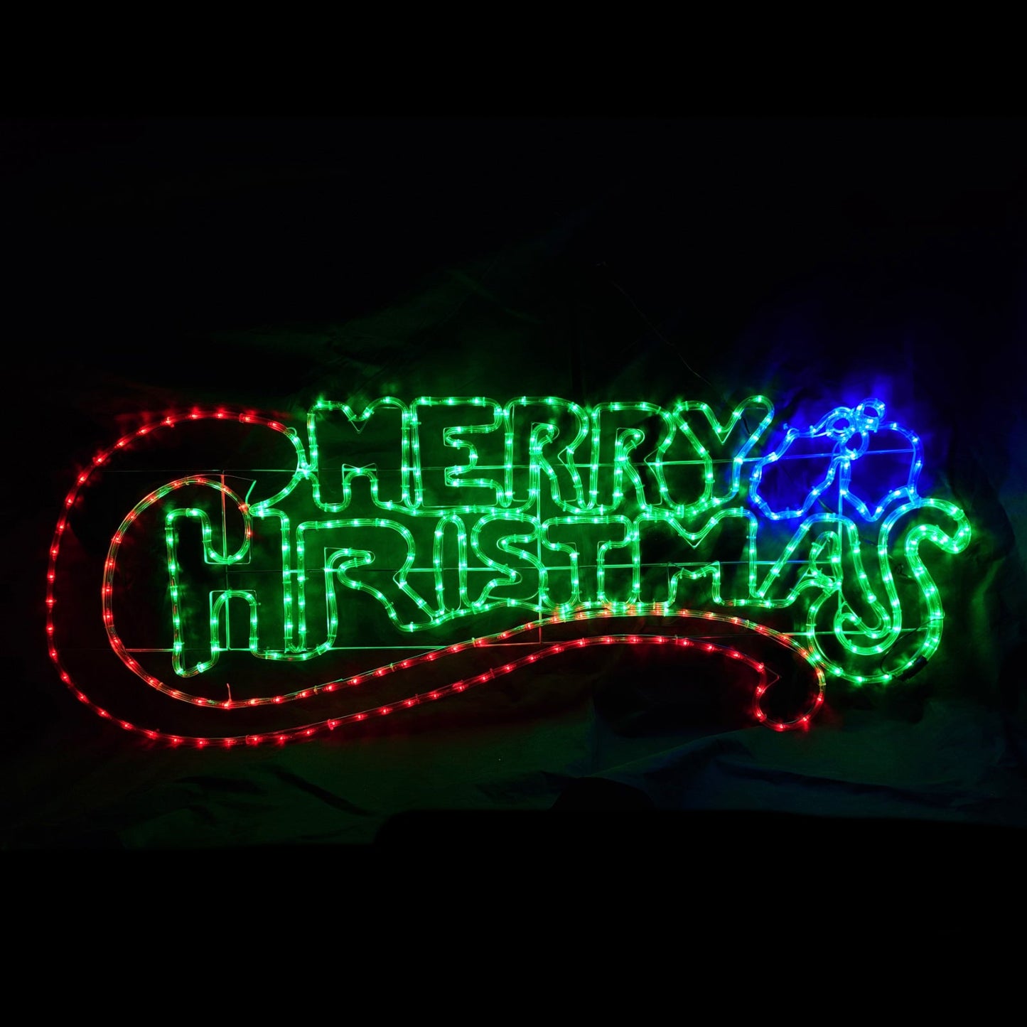 Christmas LED Motif Animated Red Green Merry Christmas 150x53cm Outdoor Silhouette