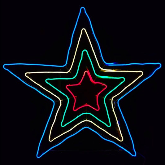 Christmas LED Neon Motif Animated 4 Layer Star 100x100cm Outdoor Display