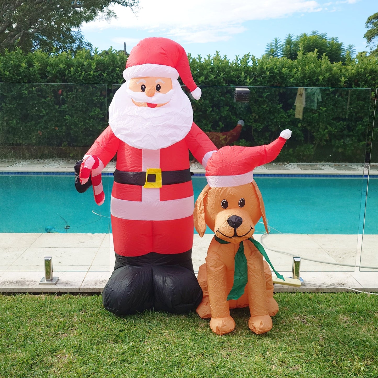 Christmas Decoration Inflatable 150cm Santa & Dog LED Lit
