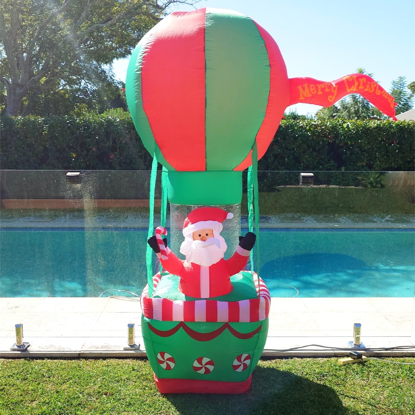 Christmas Decoration Inflatable 210cm Santa Claus Flying Hot Balloon