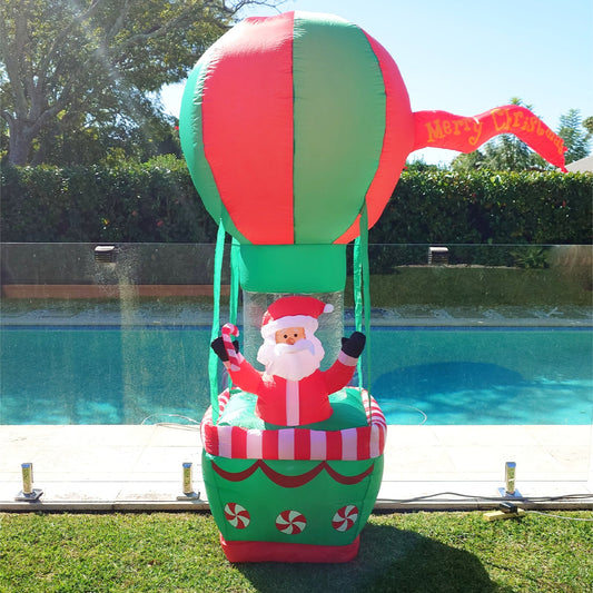 Christmas Decoration Inflatable 210cm Santa Claus Flying Hot Balloon