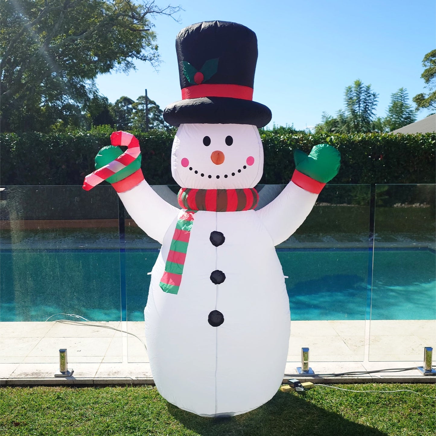 Christmas Decoration Inflatable 210cm Top Hat Red Green Scarf Snowman