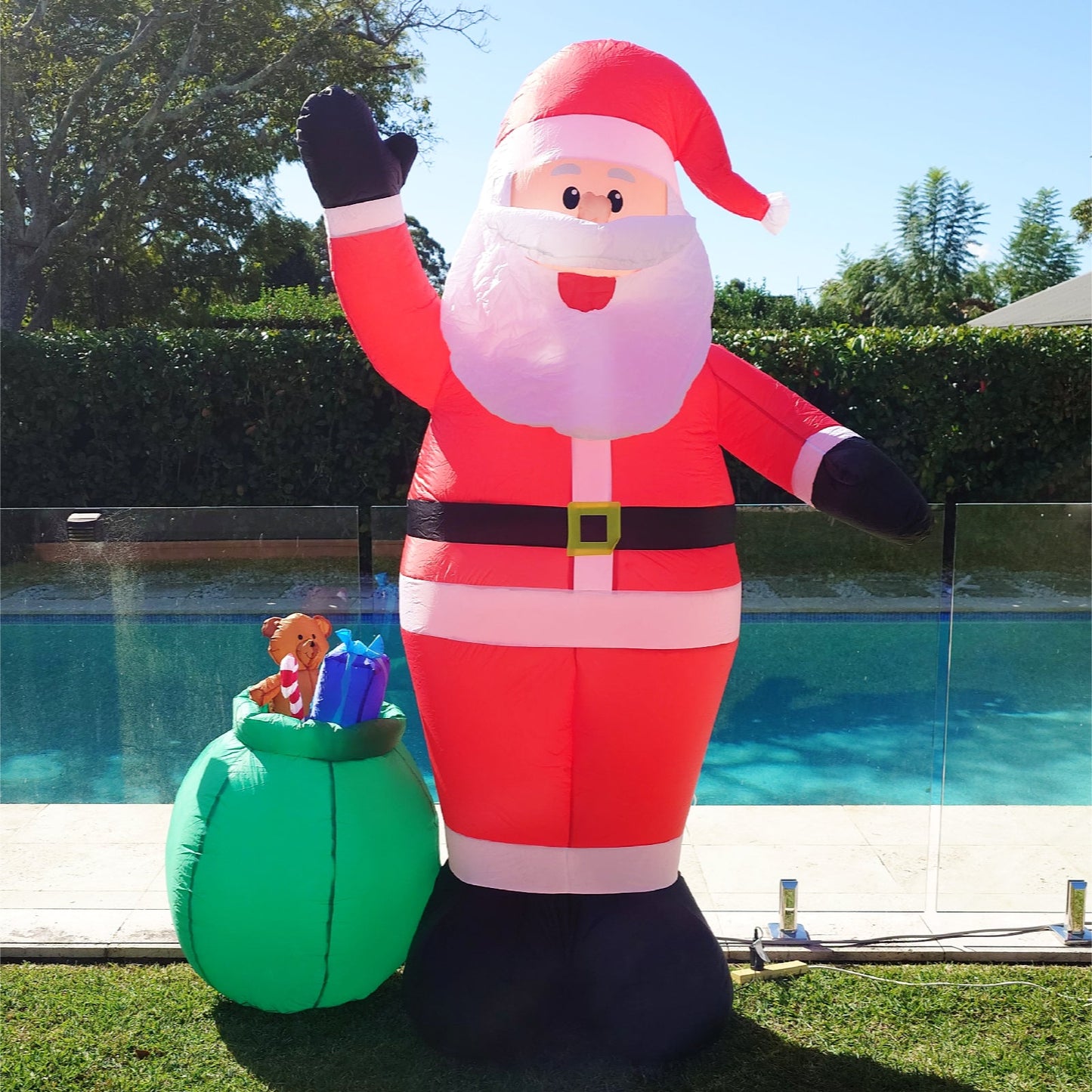 Christmas Decoration Inflatable 240cm Santa Claus with Green Present Sack
