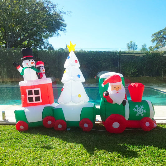 Christmas Decoration Inflatable 240cm Long Santa Claus Christmas Train Set