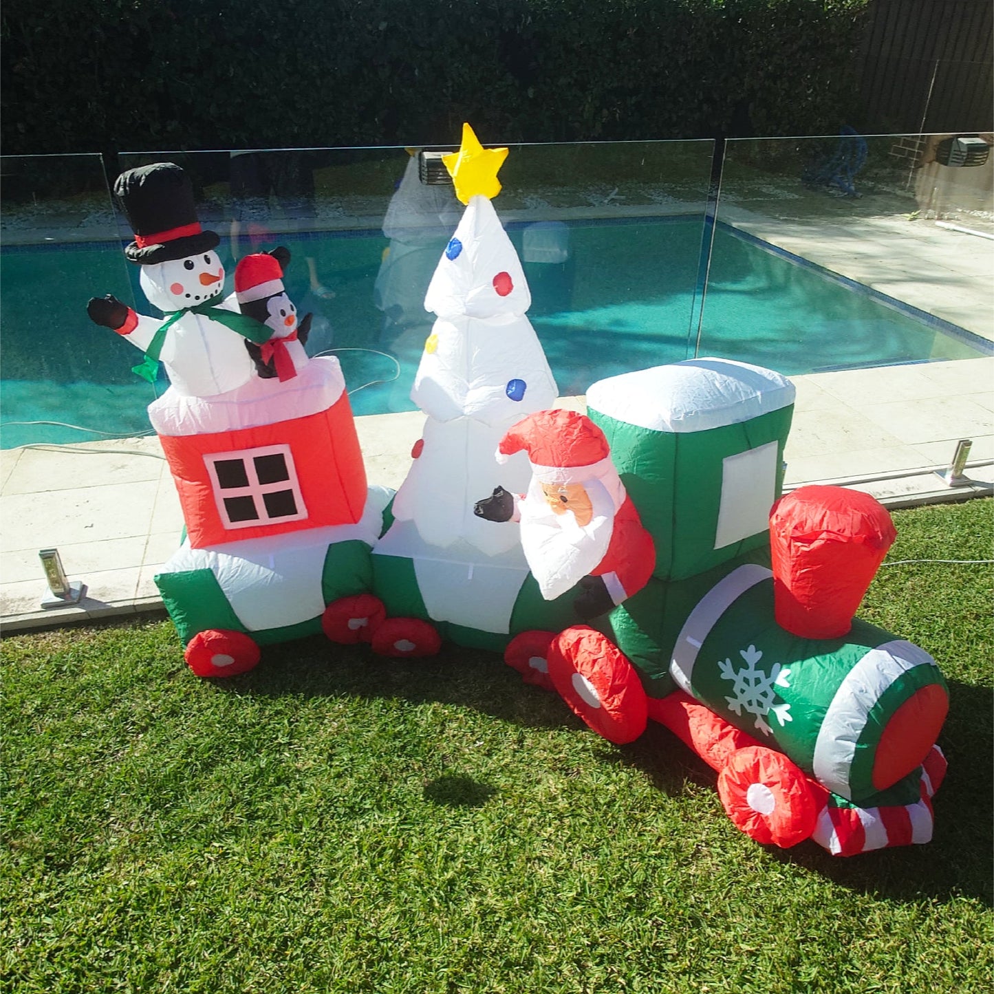 Christmas Decoration Inflatable 240cm Long Santa Claus Christmas Train Set