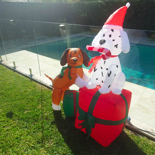 Christmas Decoration Inflatable 150cm Christmas Gift Boxes and Dogs