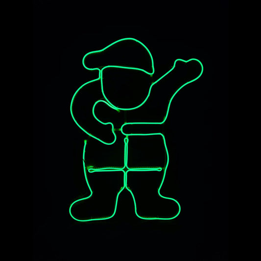 Clearance Christmas LED Neon Motif Green Santa Claus 45x33cm Outdoor Display