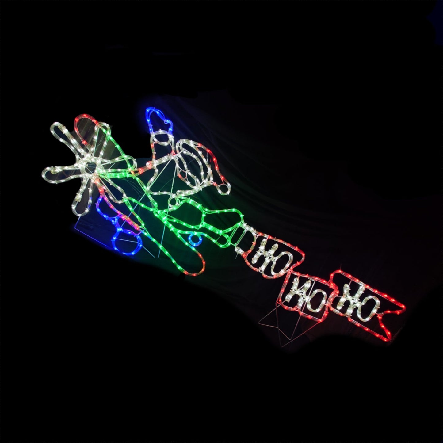 Christmas LED Motif Animated Santa Claus Flying Plane 161x61cm Outdoor Display