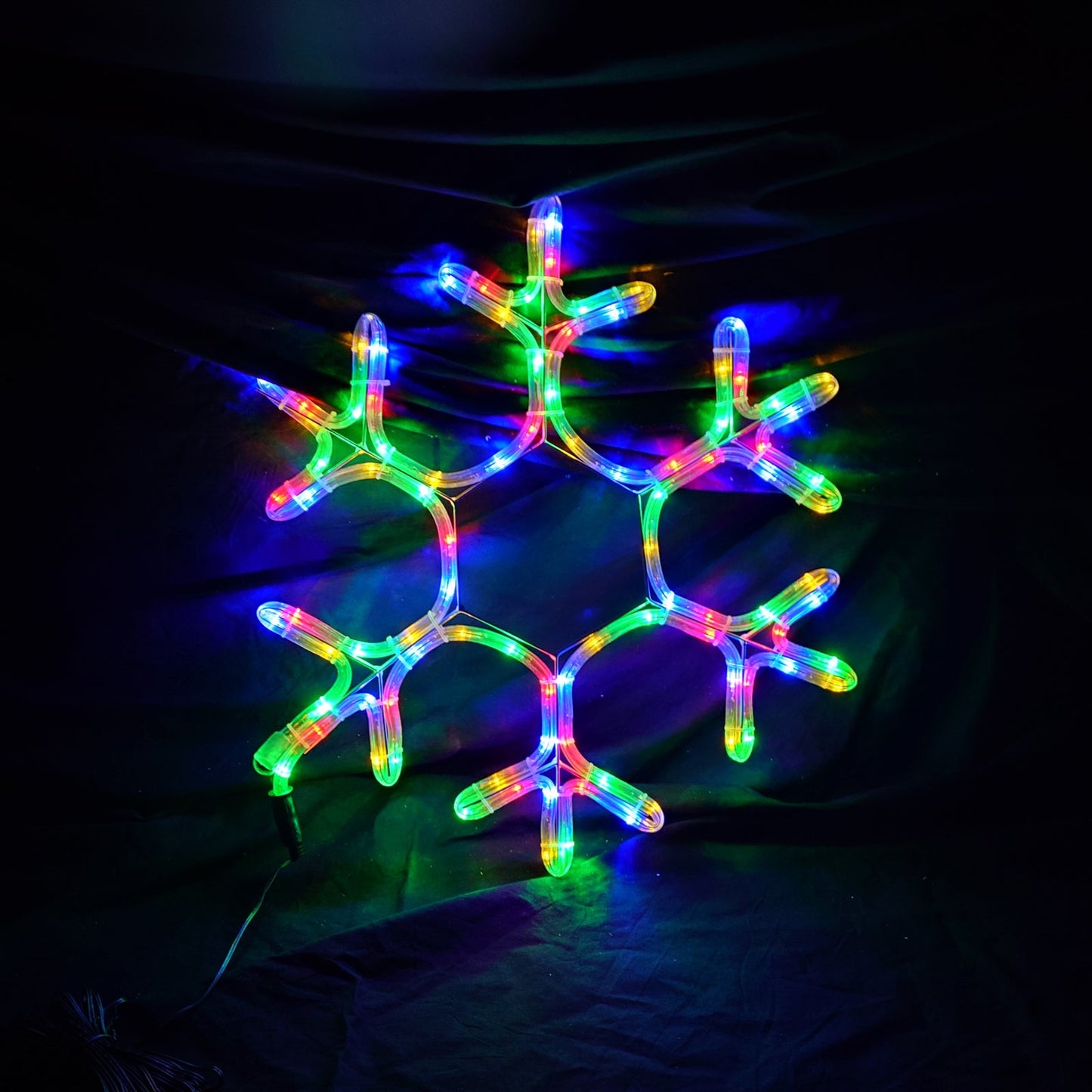 Christmas LED Motif Animated Multi-colour Snowflake 40x40cm Outdoor Display