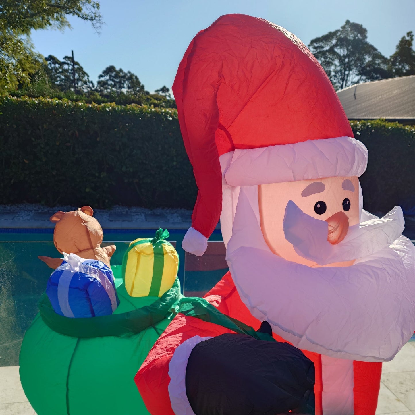 Christmas Decoration Inflatable 180cm Santa Delivering Presents from Wish List
