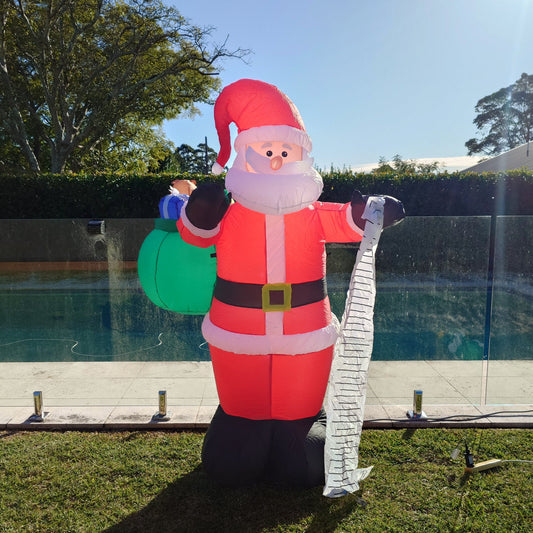 Christmas Decoration Inflatable 180cm Santa Delivering Presents from Wish List