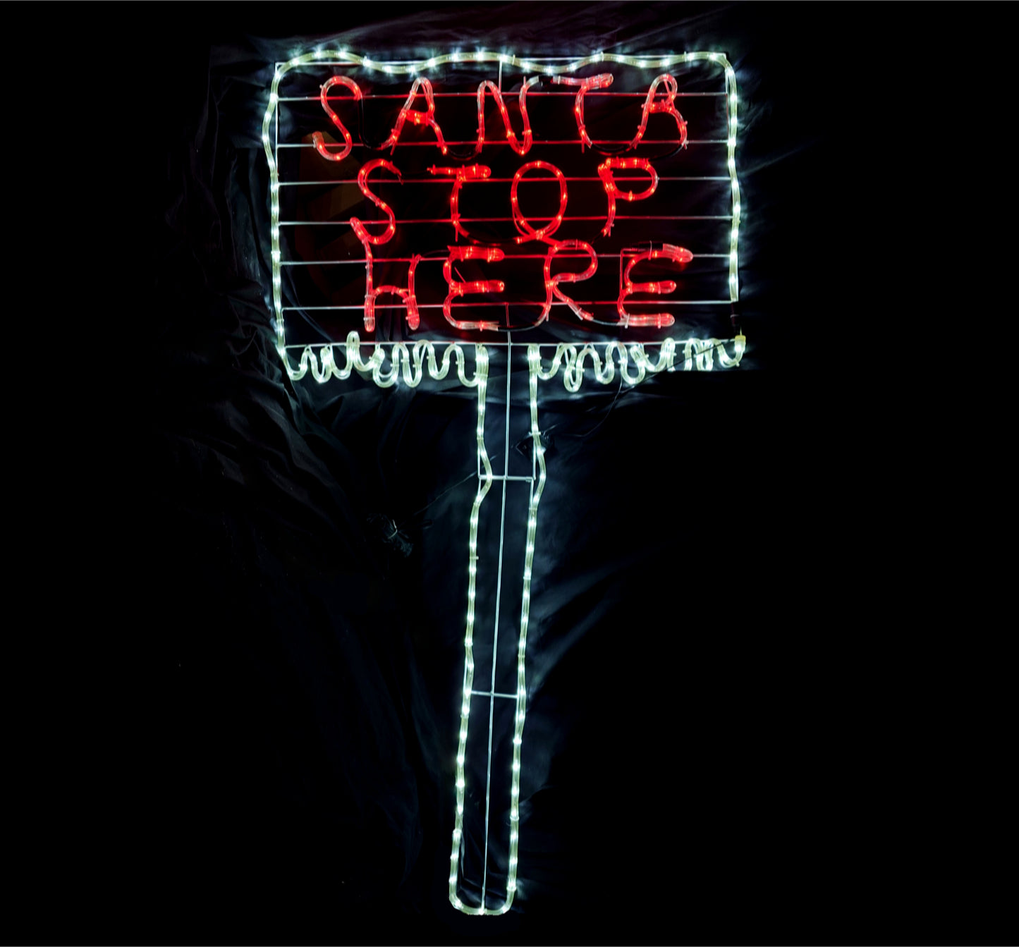 Christmas LED Motif Animated Santa Stop Here Sign 150x76cm Outdoor Display