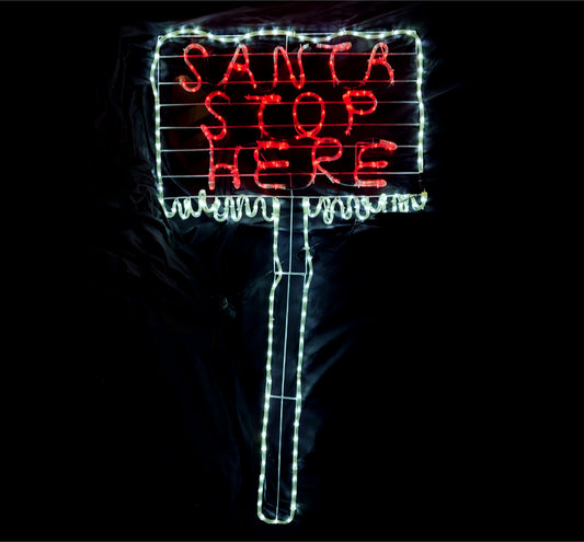 Christmas LED Motif Animated Santa Stop Here Sign 150x76cm Outdoor Display