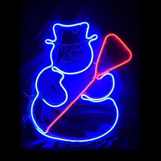 Christmas LED Neon Motif Blue Snowman 48x38cm Outdoor Display