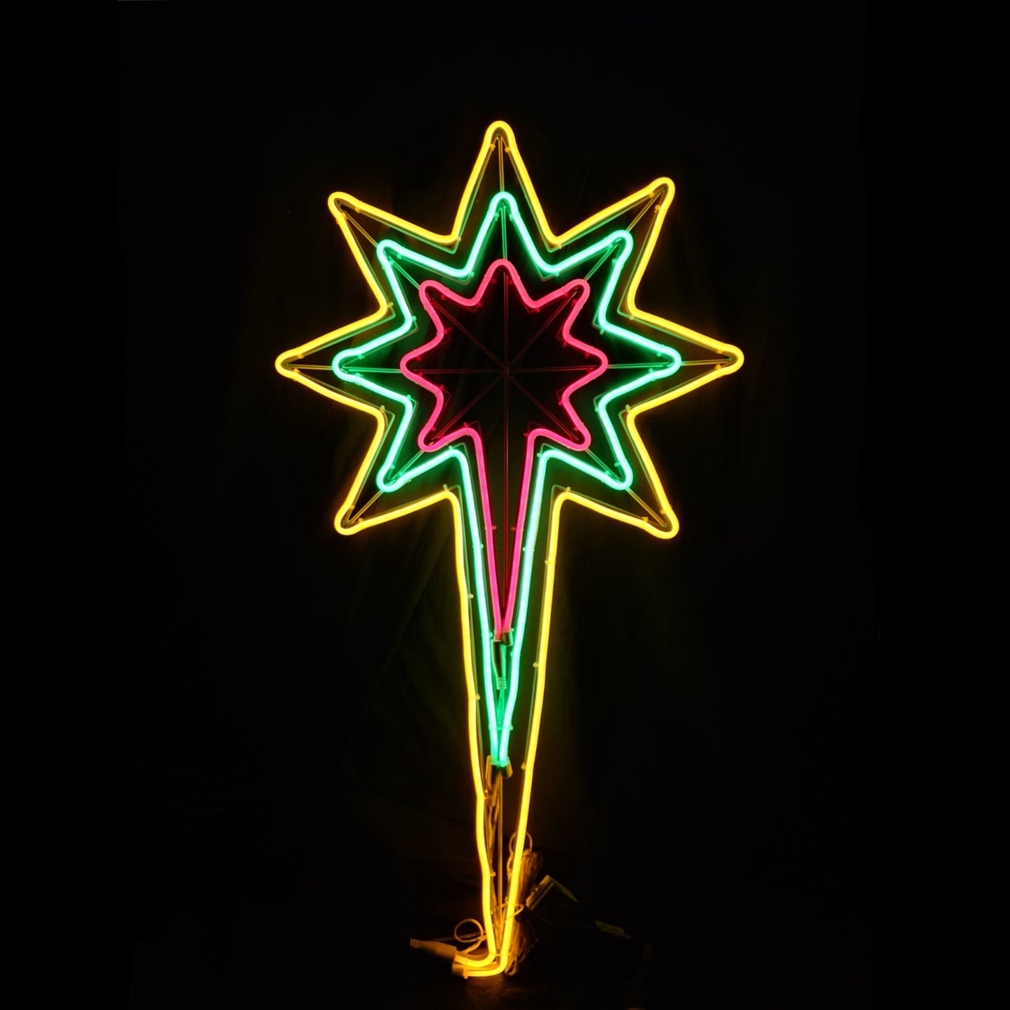 Christmas LED Neon Motif Animated 3 Layer Nativity Northern Star 121x71cm Outdoor Display
