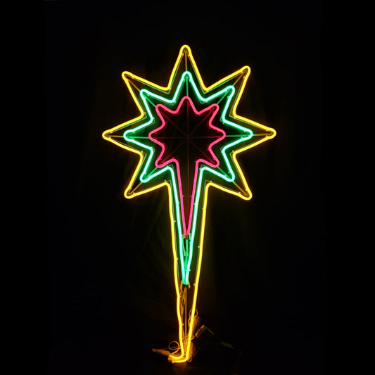 Christmas LED Neon Motif Animated 3 Layer Nativity Northern Star 121x71cm Outdoor Display