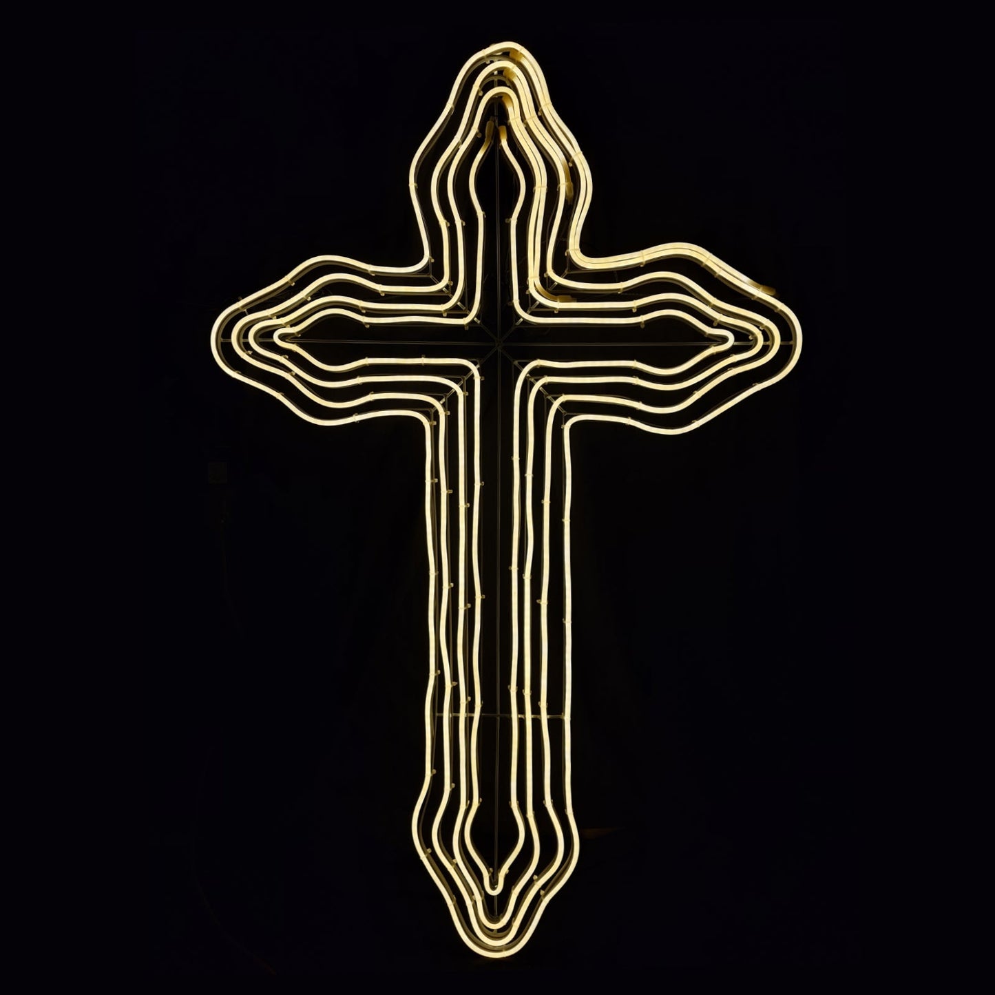 Christmas LED Neon Motif Animated Warm White 4 Layer Cross 121x75cm Outdoor Display
