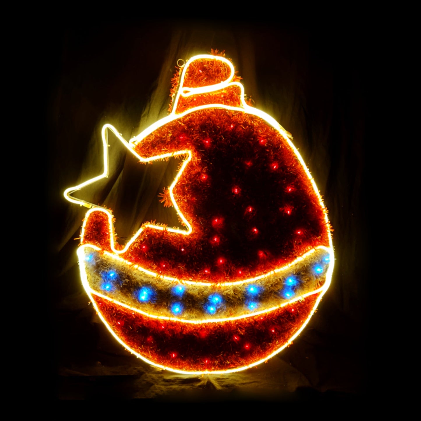 Christmas LED Neon Motif Animated Red Tinsel Filled Baubles 74x82cm Outdoor Display