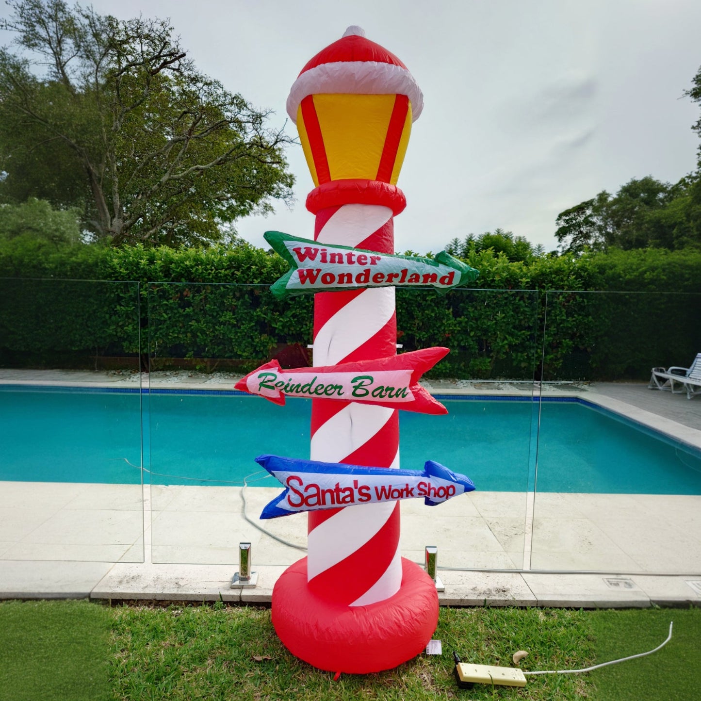 Christmas Decoration Inflatable 210cm Tall Lamp Post with Direction Arrows LED Lit