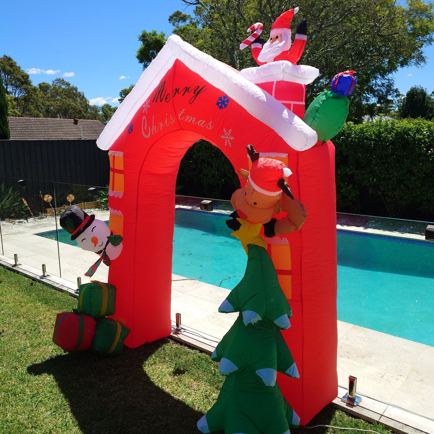 Christmas Decoration Inflatable 240cm Tall Christmas House Arch LED Lit