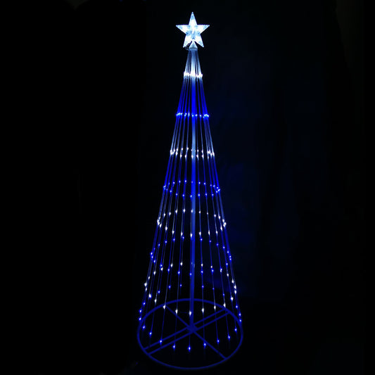Christmas 190cm Cone Tree 198 LED Digitally Animated 24 Functions Blue White