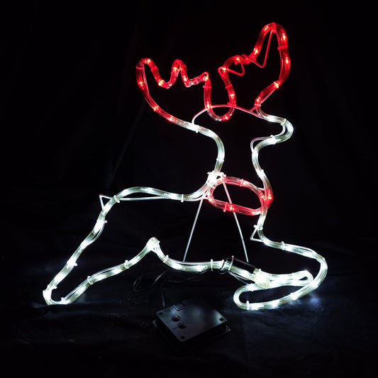Solar Powered Christmas LED Reindeer Animated Outdoor Motif 8 Functions 51x44cm