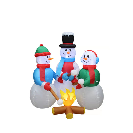 Christmas Decoration Inflatable 150cm Tall Snowman Bonfire LED Lit Outdoor Decoration