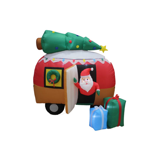 Christmas Decoration Inflatable 2m Wide Santa Campervan LED Lit Outdoor Decoration