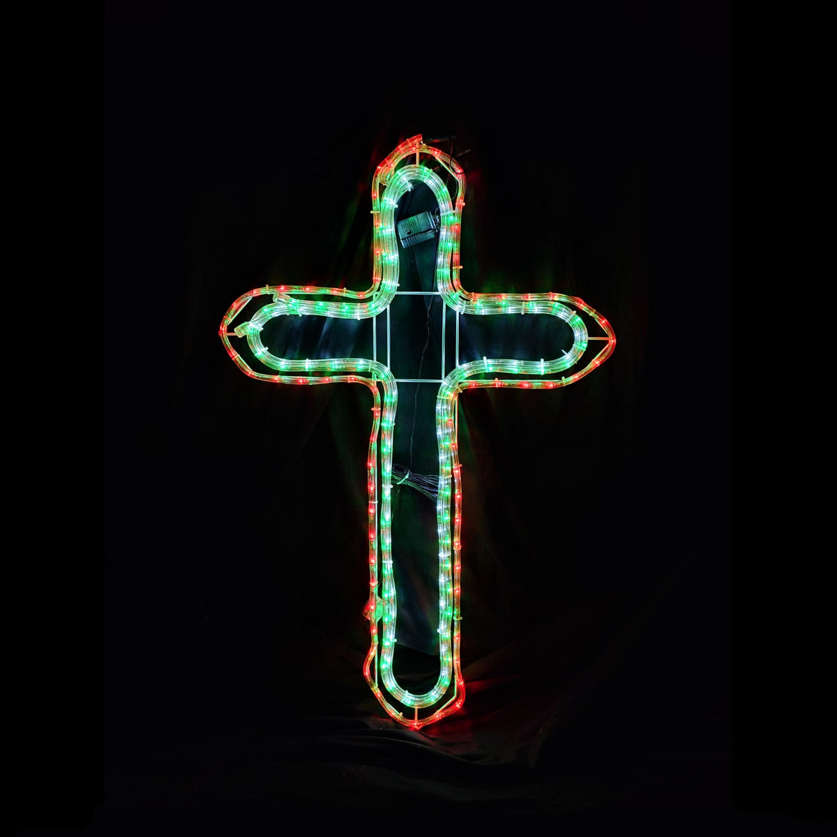 Solar Powered Christmas LED 3 Layer Jesus Cross 100x64cm Outdoor Display