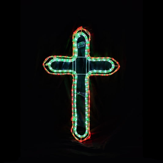 Christmas LED Motif Animated 3 Layer Jesus Cross 100x64cm Outdoor Display
