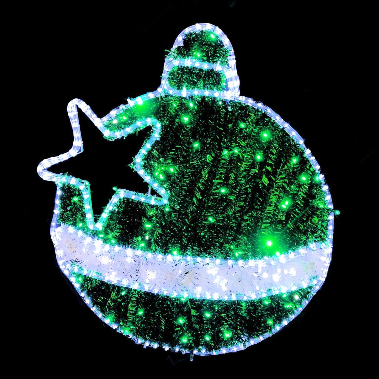 Christmas LED Motif Animated Tinsel Filled Baubles 74x82cm Outdoor Display