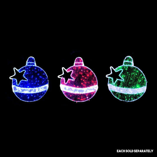 Christmas LED Motif Animated Tinsel Filled Baubles 74x82cm Outdoor Display