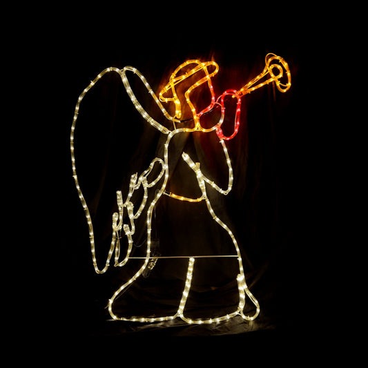Christmas LED Motif Animated Trumpet Angel 90x118cm Outdoor Display