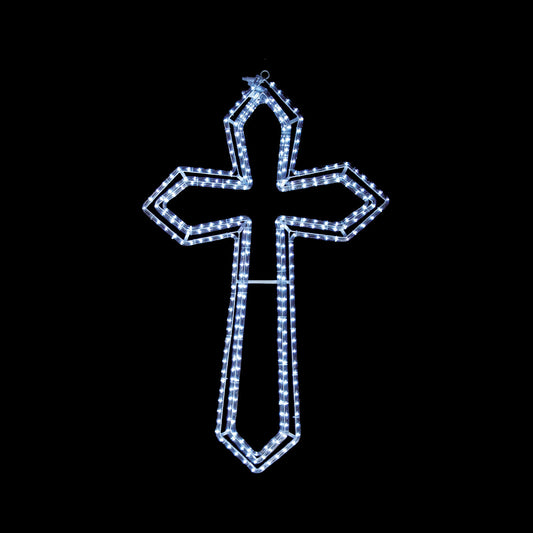 Christmas LED Motif 3 Layer Animated Jesus Cross 111x72cm Outdoor Display