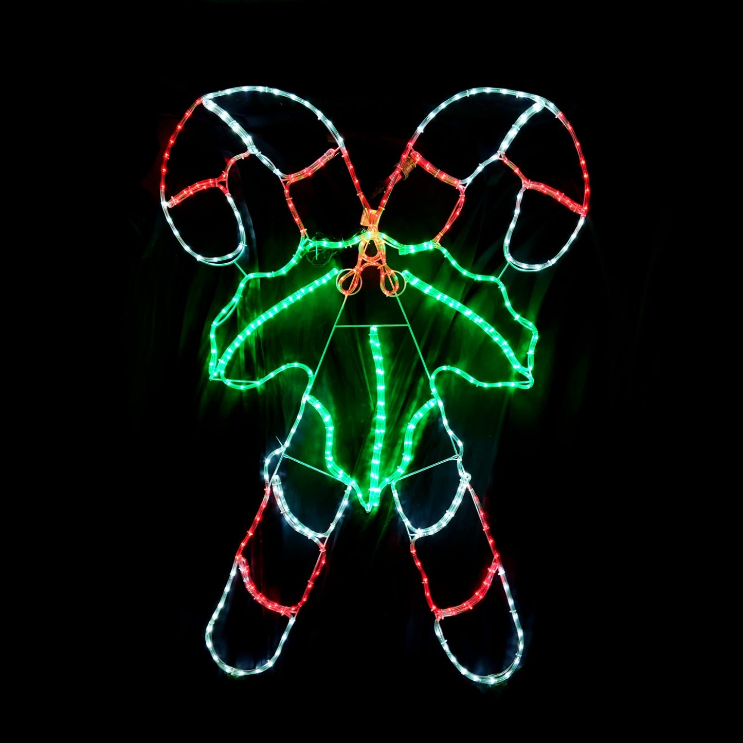 Christmas LED Motif Animated Candy Canes with Holly 160x120cm Outdoor Display