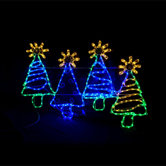 Christmas LED Motif 4pcs Christmas Trees 76x110cm Outdoor Display