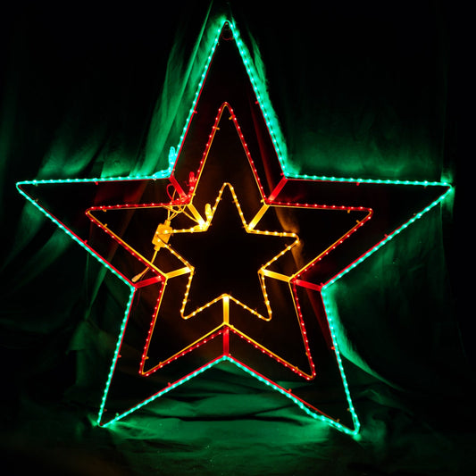 Clearance Christmas LED Motif Animated 3 Layer Star 82x82cm Outdoor Display