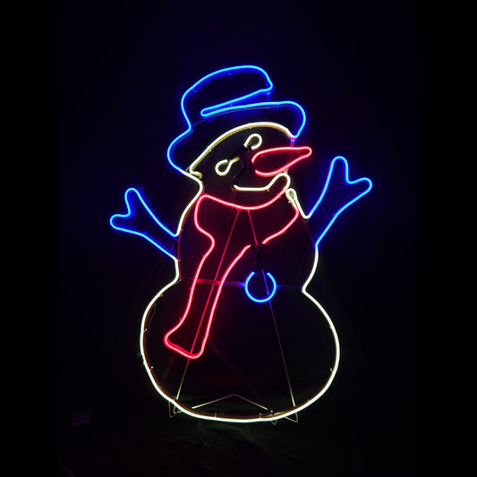 Christmas LED Neon Motif Red Scalf Snowman 64x88cm Outdoor Display