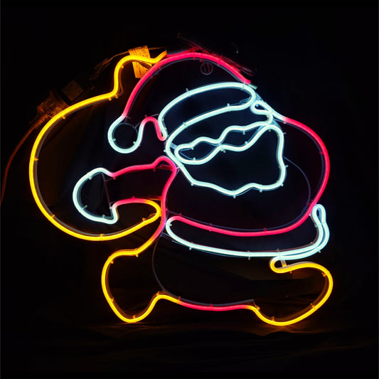 Christmas LED Neon Motif Mini Santa Claus with Gift Sack 64x54cm Outdoor Display