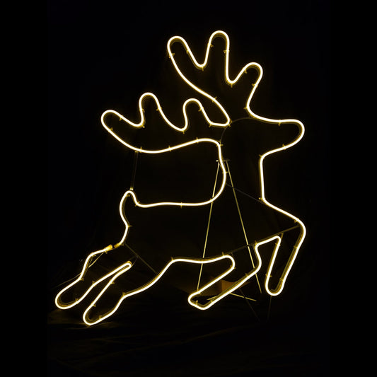 Christmas LED Neon Motif Animated Galloping Reindeer 76x72cm Outdoor Display