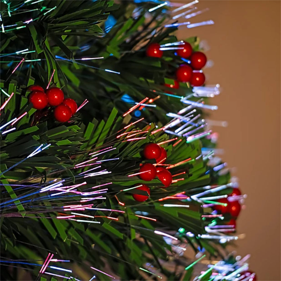 Clearance 90cm Artificial 3ft Belgian Berry Christmas Tree With RGB Fibre Optics