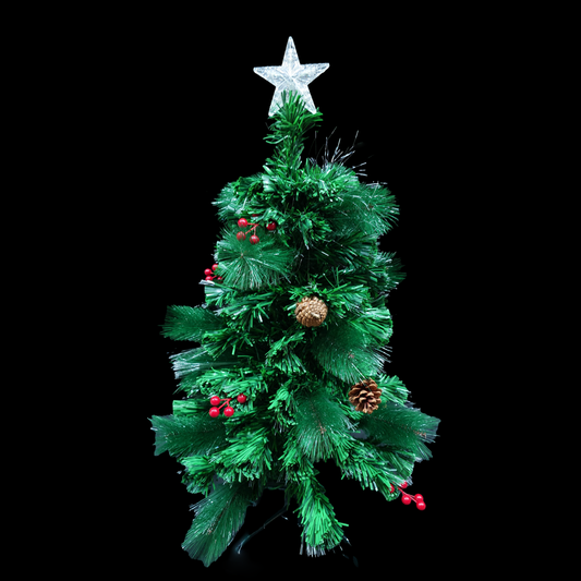 Clearance 90cm Artificial 3ft Belgian Berry Christmas Tree With RGB Fibre Optics