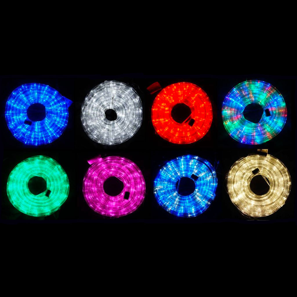 Christmas 10m LED Rope Light 8 Colours Low Wattage 8 Function Controller