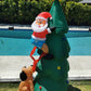Christmas Decoration Inflatable 180cm Tall Christmas Tree Santa Chased by Dog LED Lit
