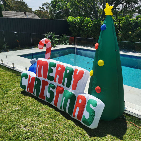 Christmas Decoration Inflatable 180cm Long Merry Christmas Sign LED Lit