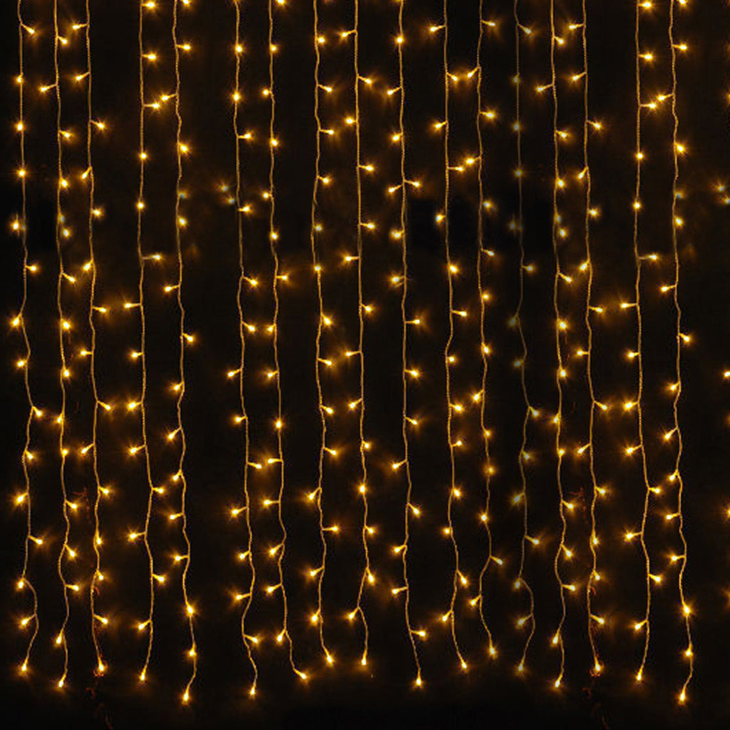 Christmas 360 LED Warm White Curtain Lights 8 Functions 2.5m Drop Indoor/Outdoor