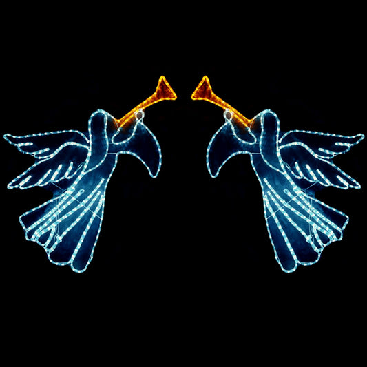 Christmas LED Motif Twin (2pcs) Angels Trumpet Animated 120x110cm Outdoor Display